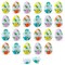 Set of 24 Flowers on White Plastic Easter Eggs, 2.25 Inches Each